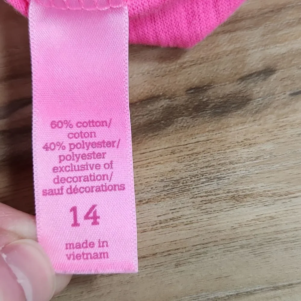 🔸️Justice Hot Pink Vneck Burnout Long Sleeve Top Youth Size 14